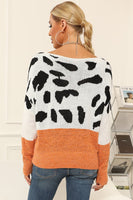 Regular/Curvy Two-Tone Boat Neck Sweater