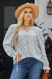 Floral Flounce Sleeve Tie-Neck Blouse