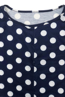 Plus Size Polka Dot Round Neck Top and Wide Leg Pants Set