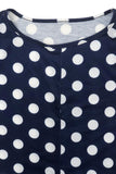 Plus Size Polka Dot Round Neck Top and Wide Leg Pants Set