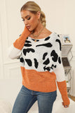 Regular/Curvy Two-Tone Boat Neck Sweater