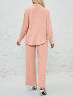 Textured Button Up Shirt and Pants Set