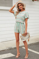Rainbow Stripe Drawstring Waist Romper