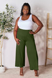 Smocked Wide Waistband Wide Leg Pants