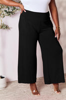 Smocked Wide Waistband Wide Leg Pants