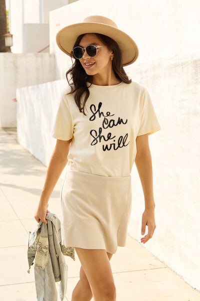 SHE CAN SHE WILL Short Sleeve T-Shirt