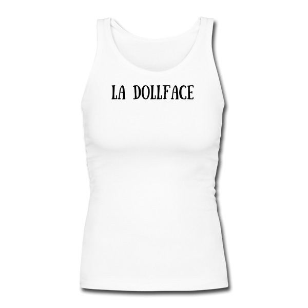 Women's Longer Length Fitted Tank - white