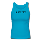 Women's Longer Length Fitted Tank - turquoise